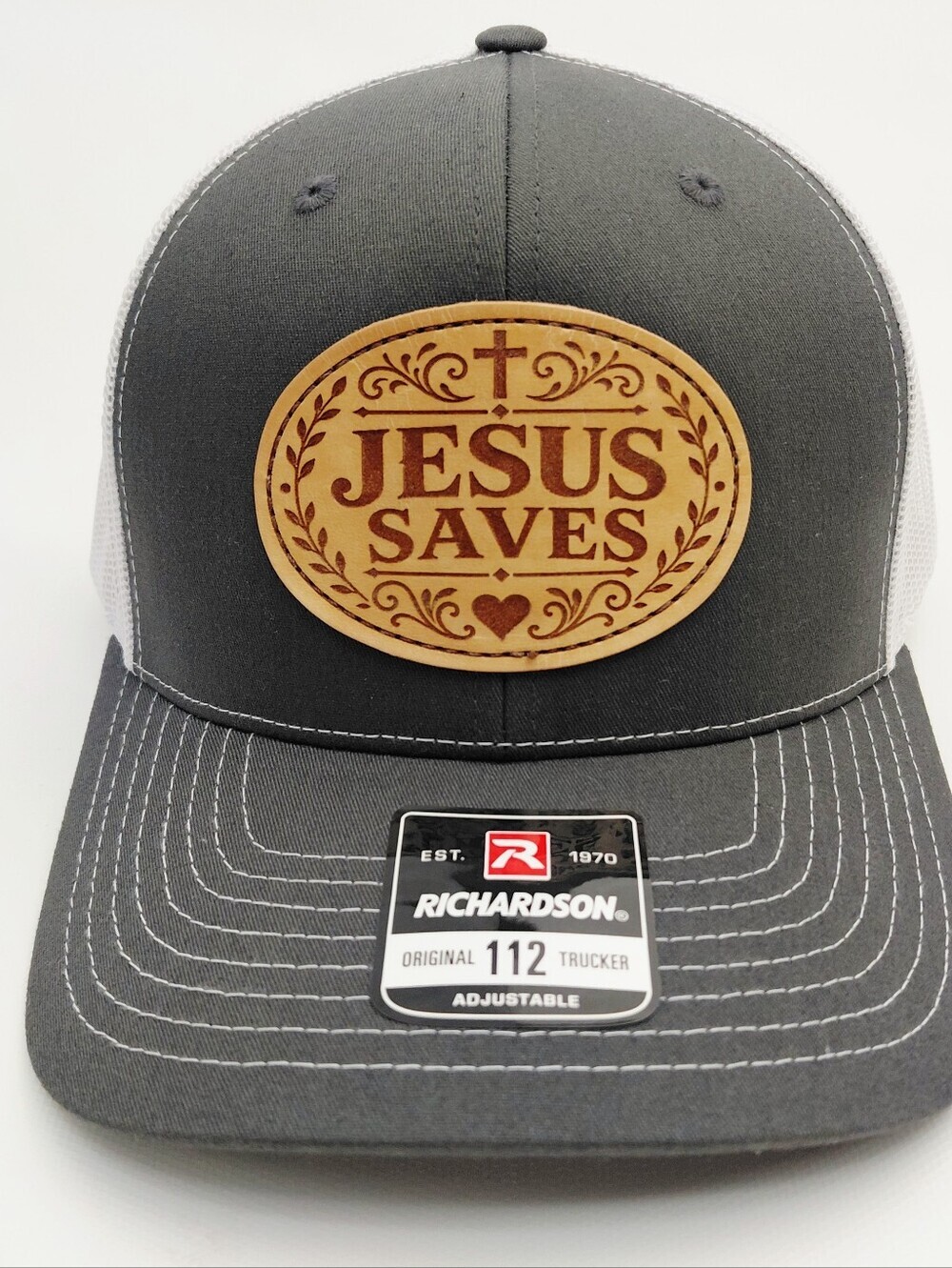 Jesus Saves Sewn Leather Patch Hat Richardson 112 Christian